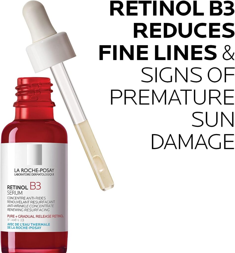 La Roche-Posay Pure Retinol Face Serum with Vitamin B3. Anti Aging Face Serum for Lines, Wrinkles  Premature Sun Damage to Resurface  Hydrate. Suitable for Sensitive Skin, 1.0 Fl. Oz