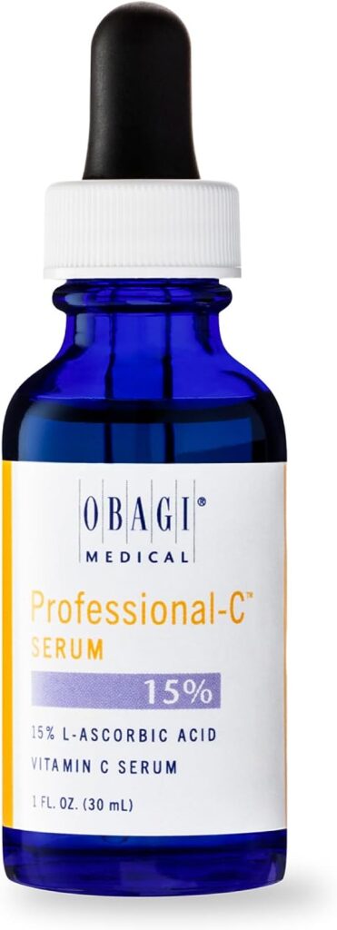 Obagi Professional C Serum 15%, Vitamin C Facial Serum with Concentrated 15% L Ascorbic Acid for Normal to Oily Skin 1.0 Fl Oz